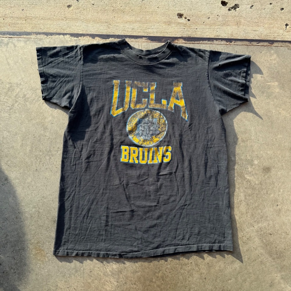 Vintage Girardini UCLA Bruins T Shirt Faded Black Single Stitch Made in USA OS